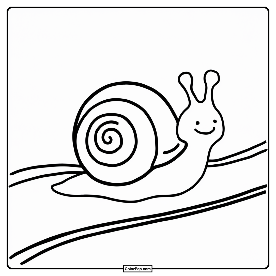 Curious Snail Path Coloring Page