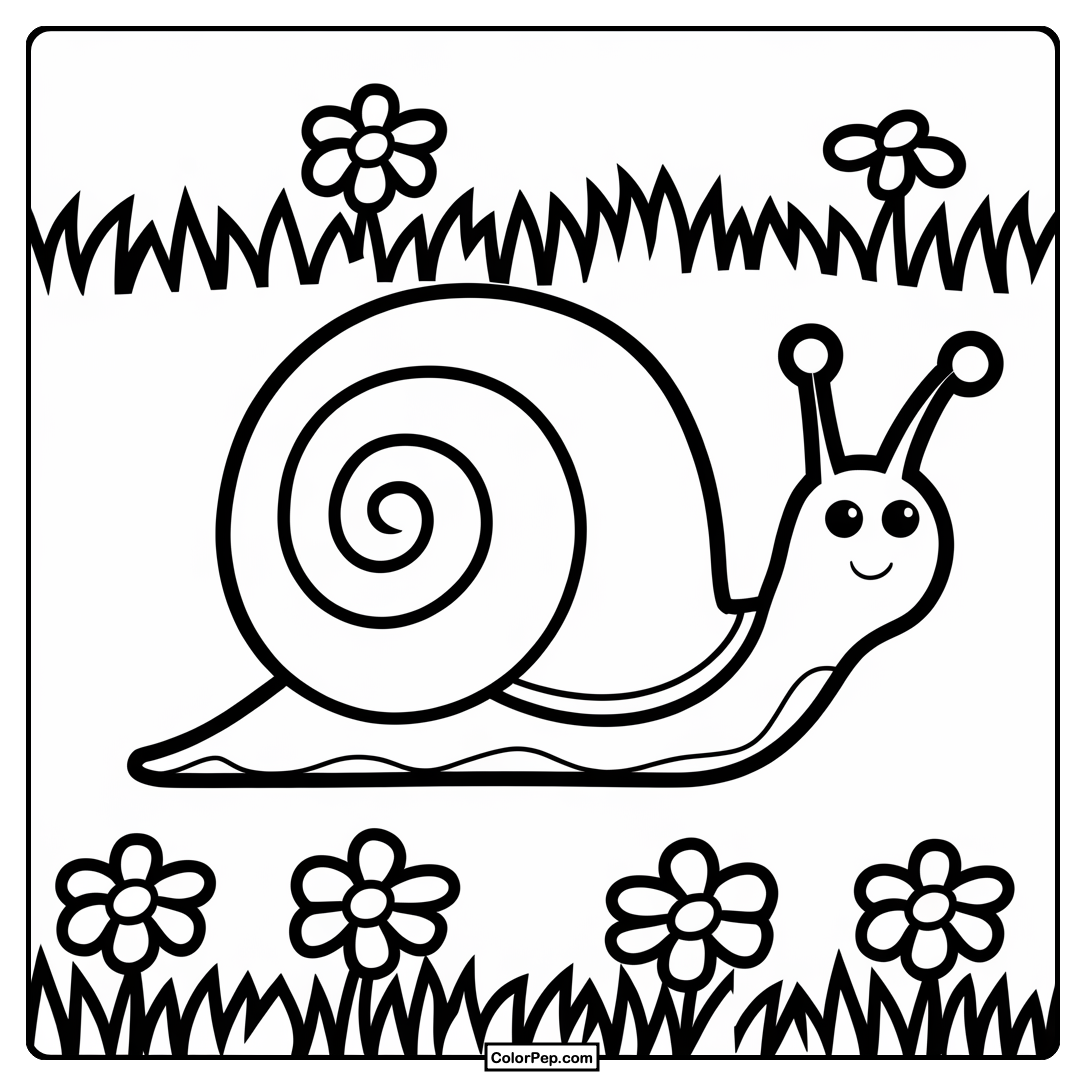 Easy Springtime Snail Coloring Sheet