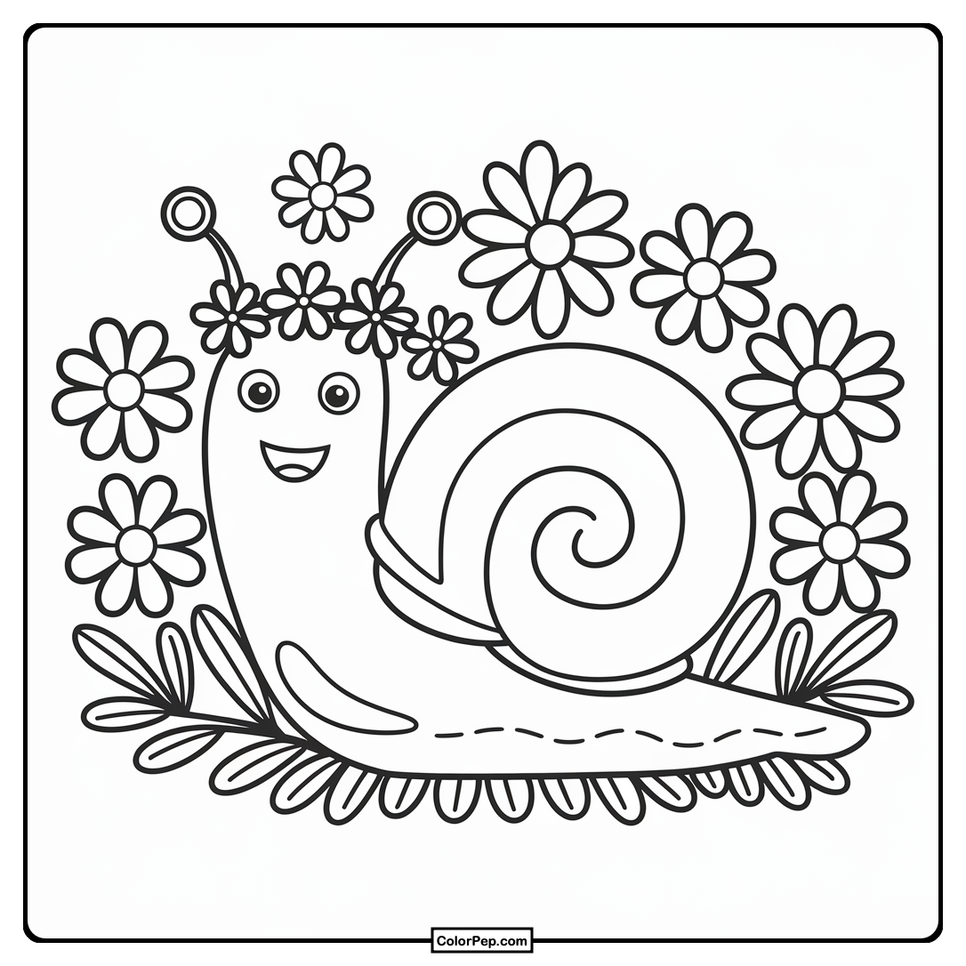Floral Snail Coloring Sheet