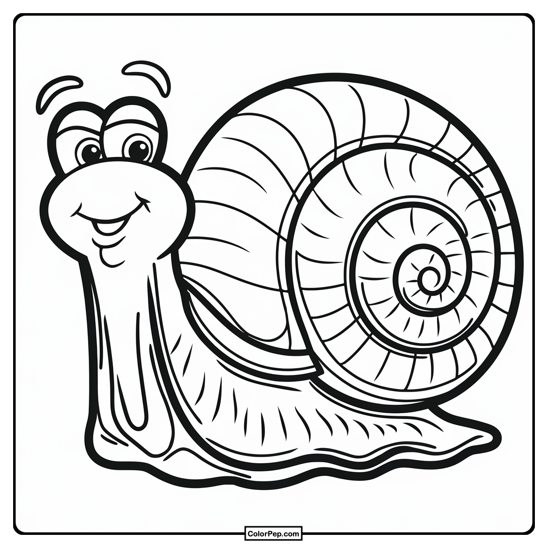 Friendly Cartoon Snail Coloring Page