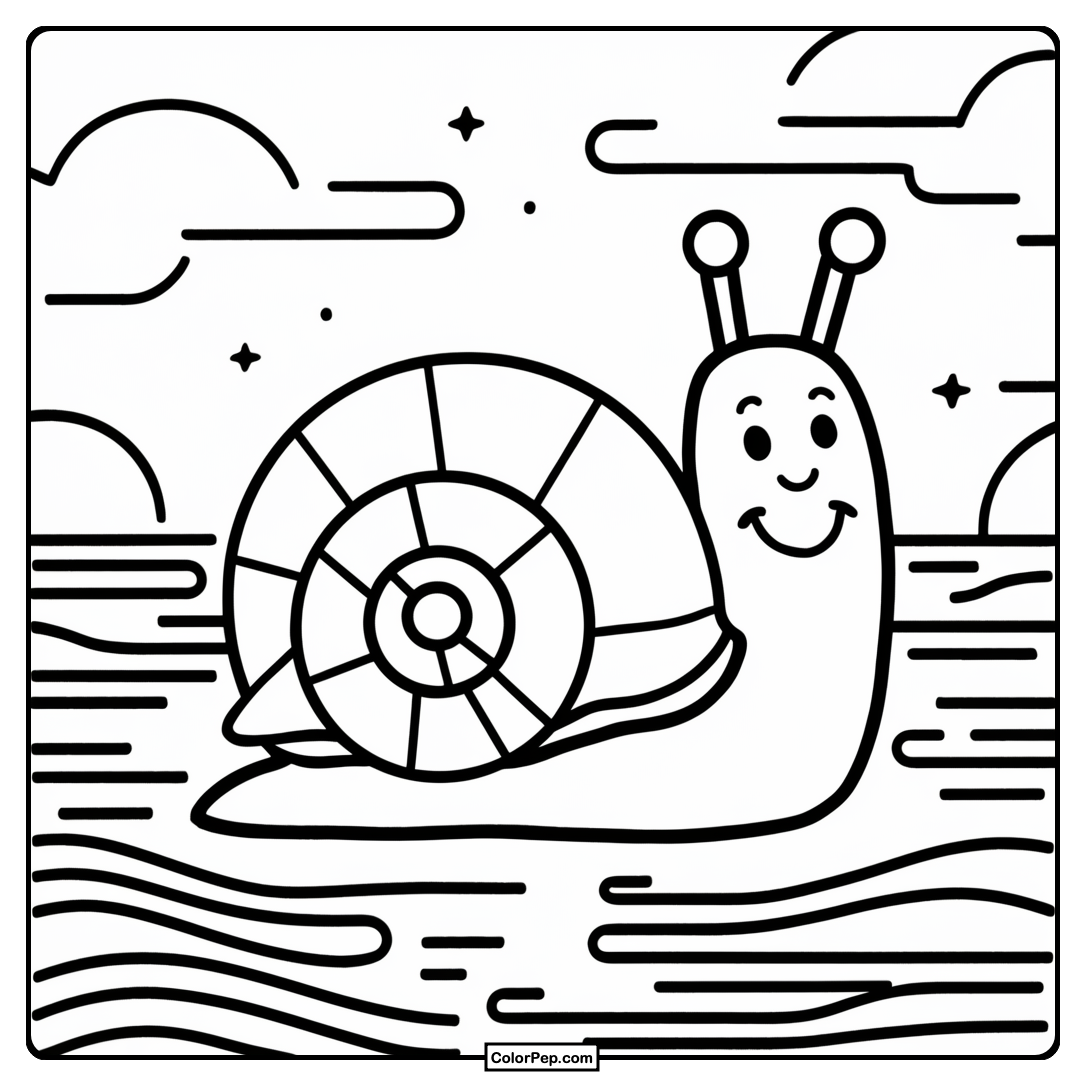 Ocean Adventure Snail Coloring Page