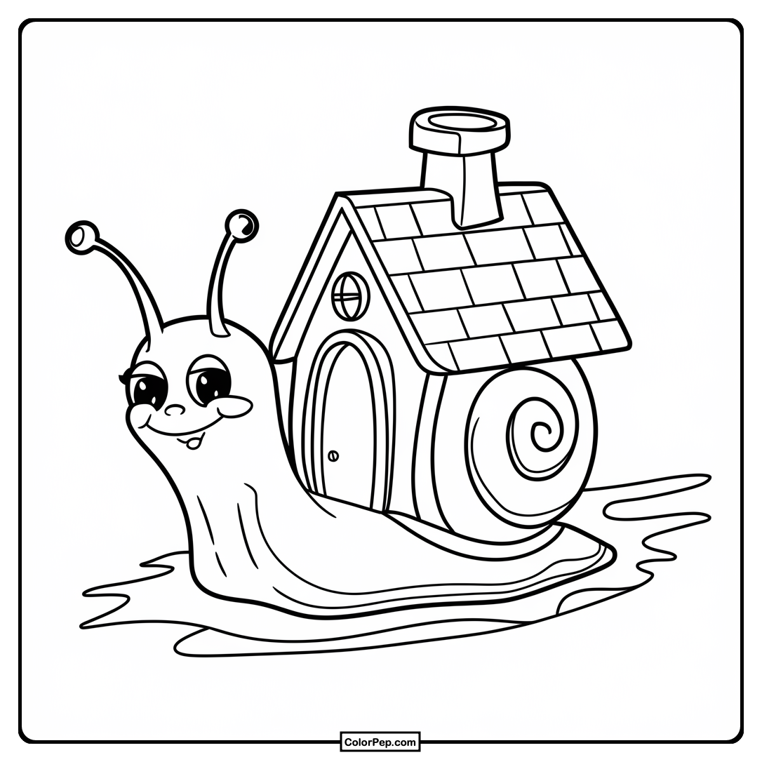 Snail with House Coloring Sheet