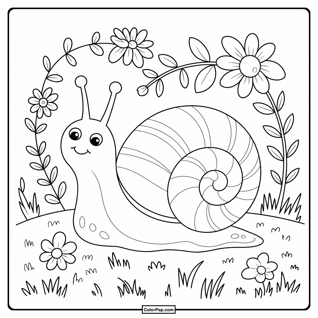 Springtime Snail Coloring Page