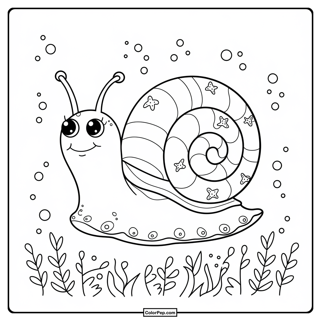 Underwater Snail Exploration Coloring Sheet